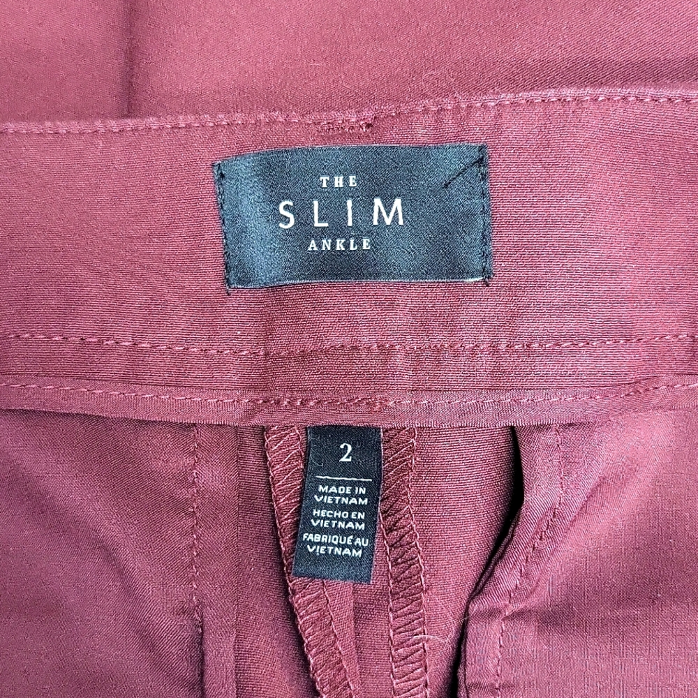 WHBM THE SLIM ANKLE MAROON SIZE 2 - Picture 2 of 7